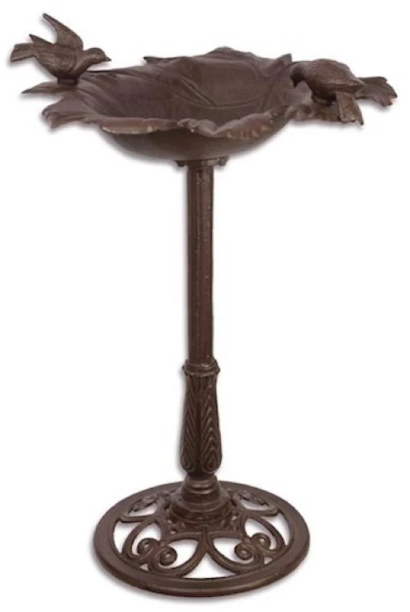 Casa Padrino ba?o para p¨¢jaros Art Nouveau con 2 p¨¢jaros decorativos marr¨®n 51,3 x 47,7 x A. 82,3 cm - Ba?o para p¨¢jaros de hierro fundido - Accesorios de decoraci¨®n de jard¨ªn y patio