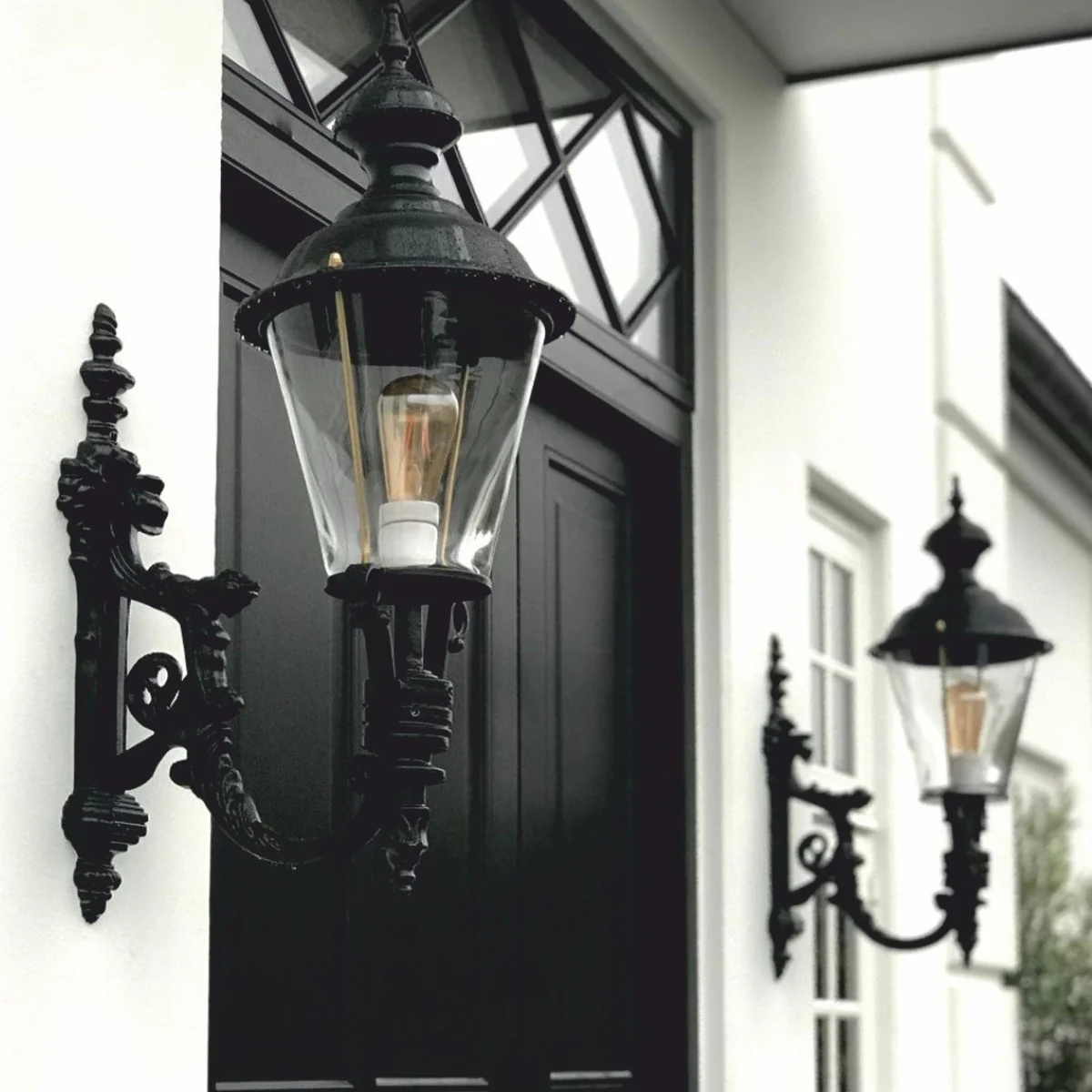 Casa Padrino aplique de exterior Art Nouveau negro Al. 74 cm - Iluminaci¨®n exterior nost¨¢lgica