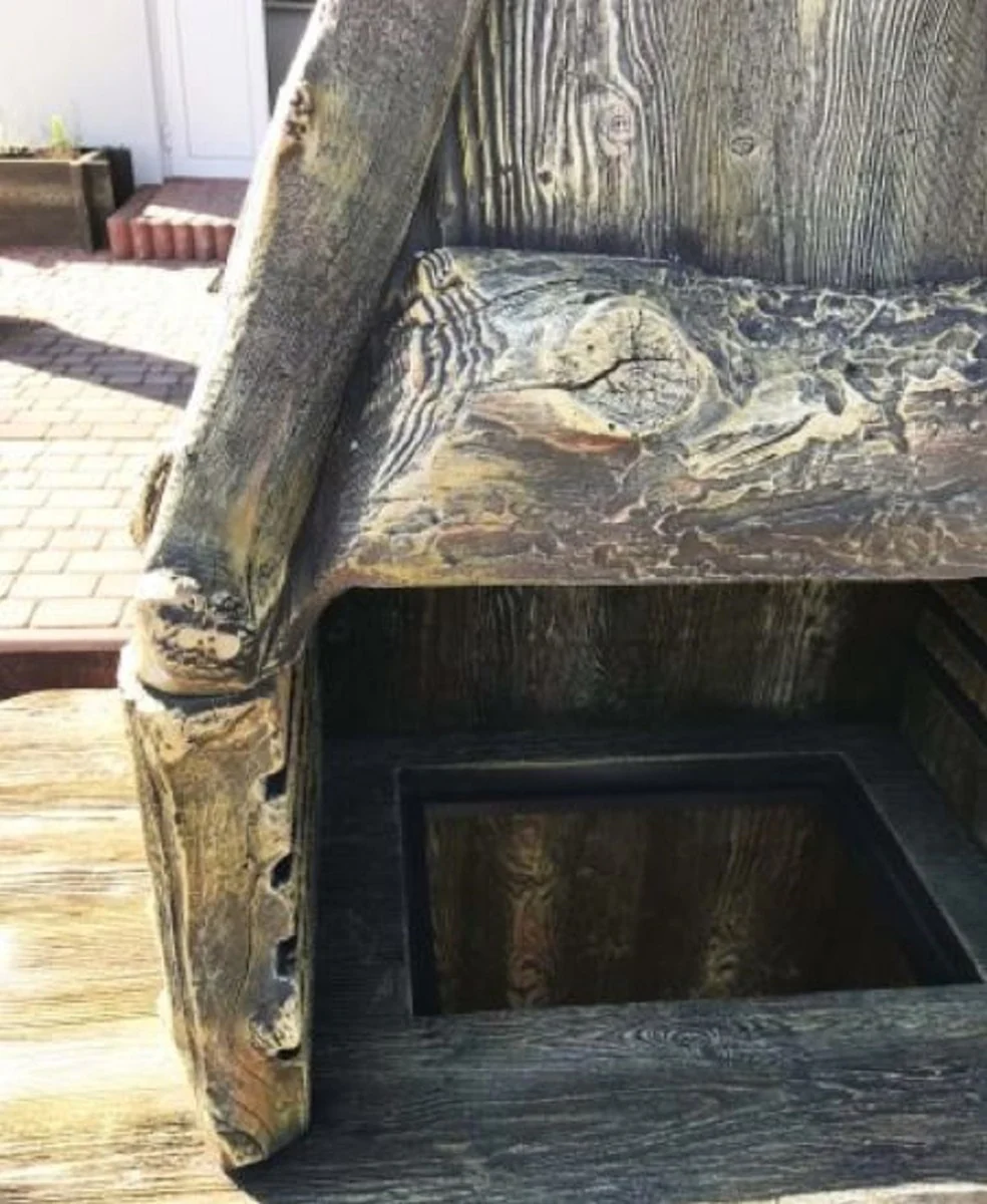 Casa Padrino barbacoa de jard¨ªn de lujo marr¨®n 132 x 67 x A. 206 cm - Chimenea de hormig¨®n en aspecto de madera - Accesorios de jard¨ªn de lujo