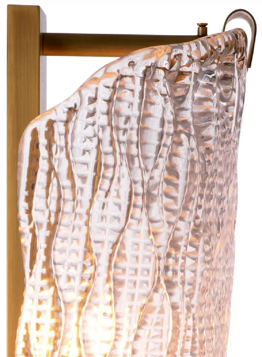 Casa Padrino lámpara de pared de lujo latón antiguo 20 x 14,5 x A. 62,5 cm - Lámpara de pared de salón con pantalla de vidrio hecha a mano - Iluminación de lujo - Interior de lujo