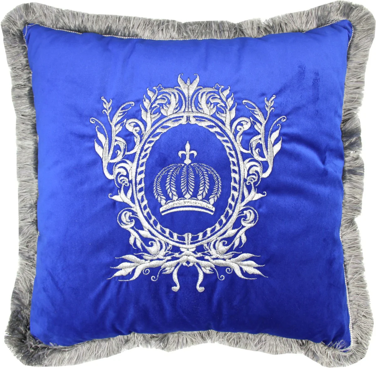 Almohada decorativa de lujo Harald Gl??ckler Pomp??s by Casa Padrino azul real / plata - almohada Gl??ckler