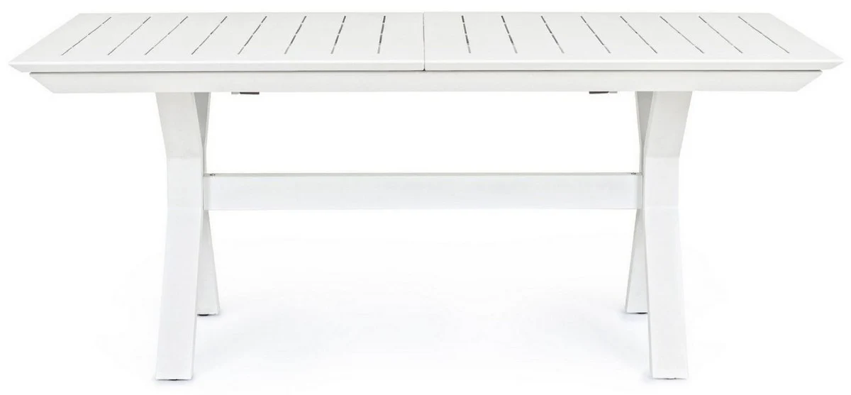 Casa Padrino mesa de jardín de lujo blanco 180-240 x 100 x A. 76 cm - Mesa de comedor extensible de aluminio con recubrimiento en polvo - Mesa de jardín y terraza - Muebles de jardín y terraza