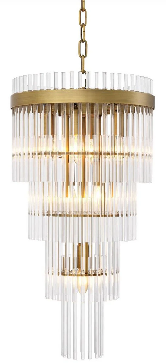 Casa Padrino lámpara de araña de lujo latón antiguo Ø 35,5 x A. 68 cm - Lámpara de araña moderna de metal con tubos de vidrio noble - Colección de Lujo