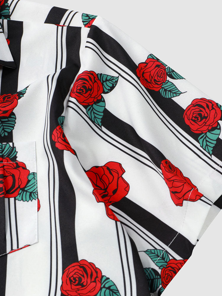 Rose Striped Print Shirt