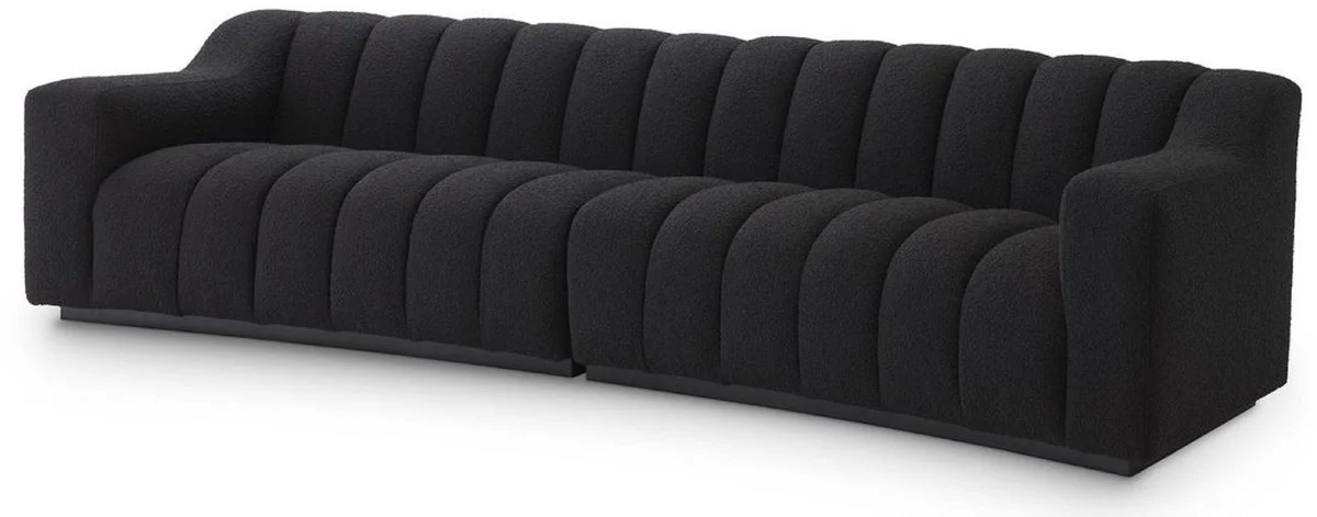 Casa Padrino sof¨¢ de lujo negro 300 x 100 x A. 78,5 cm - Sof¨¢ de sal¨®n ligeramente curvado - Sof¨¢ de Hotel - Calidad de Lujo