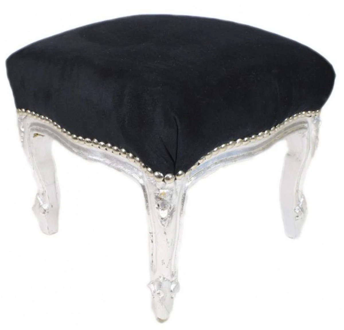 Casa Padrino barroco taburete negro / plata - Muebles heces