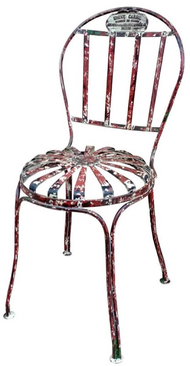 Casa Padrino Conjunto de Muebles de Jardín Art Nouveau de Hierro Forjado Rojo Antiguo / Blanco - 1 Mesa de Jardín y 4 Sillas de Jardín - Muebles de Gastronomía y Jardín Barroco y Art Nouveau