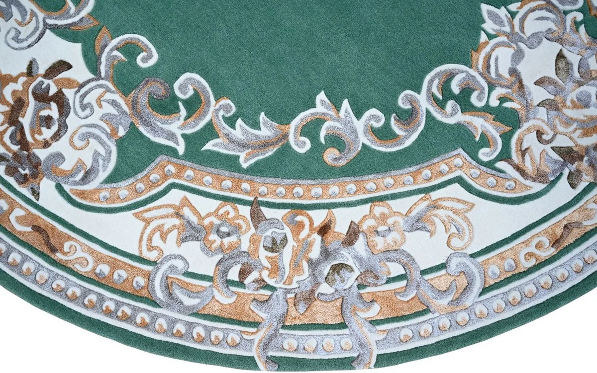 Casa Padrino Alfombra Redonda Barroco de Lujo Verde / Blanco / Marr¨®n ? 300 cm