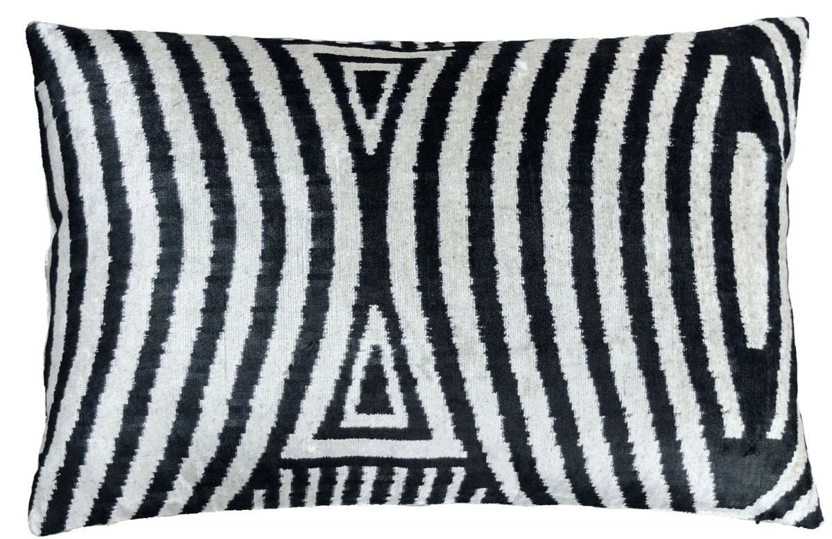 Casa Padrino cojín de lujo mod2 negro / blanco 60 x 40 cm - Accesorios de Decoración de la Sala de Estar