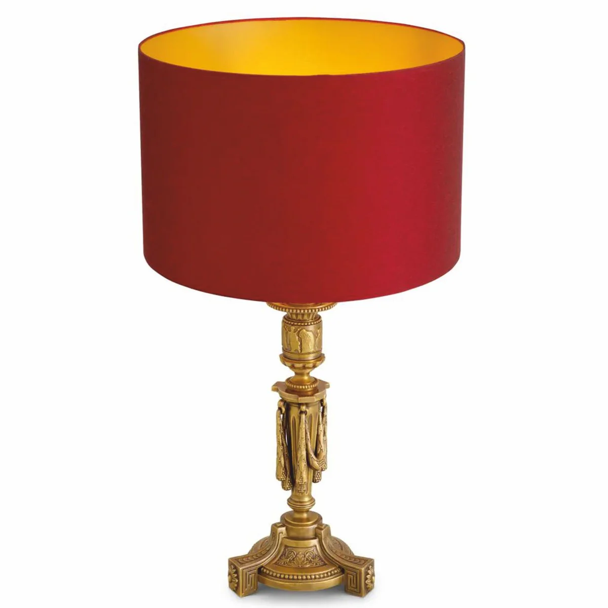 Casa Padrino L¨¢mpara de Mesa Barroco de Lujo Oro Antiguo / Rojo Al. 83,5 cm - L¨¢mpara de Escritorio Barroco