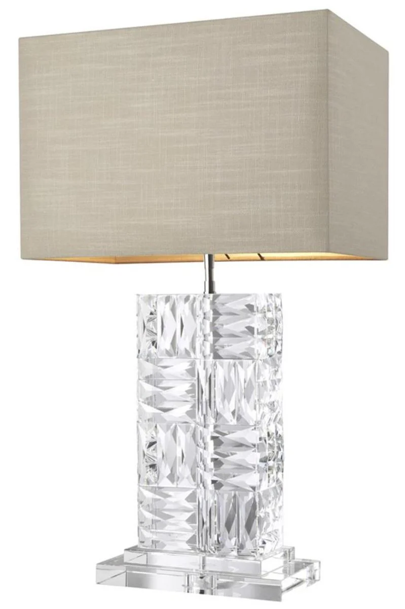 Casa Padrino lámpara de mesa de cristal con pantalla natural 28 x 45 x H. 76,5 cm - Muebles y Accesorios de Lujo