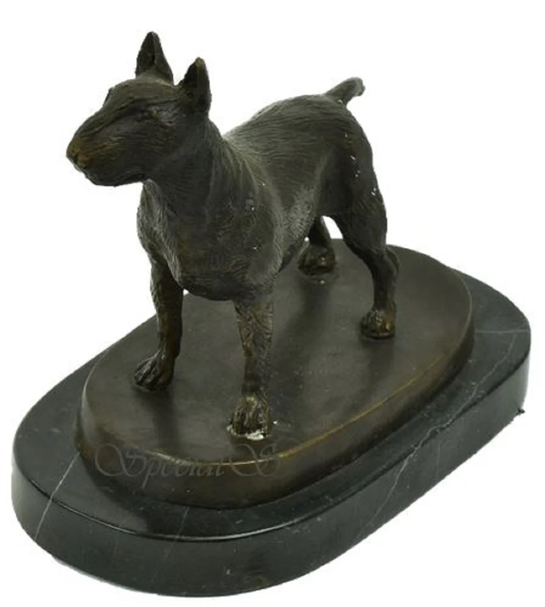 Casa Padrino figura decorativa de bronce de lujo perro bull terrier bronce / negro 19 x 10 x A. 15 cm - Escultura de bronce con base de mármol - Figura de decoración - Accesorios de decoración