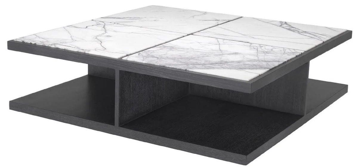 Casa Padrino mesa de centro de lujo blanco / morado / gris antracita 120 x 120 x A. 35 cm - Moderna mesa de sal¨®n de madera maciza con encimeras de m¨¢rmol - Calidad de Lujo
