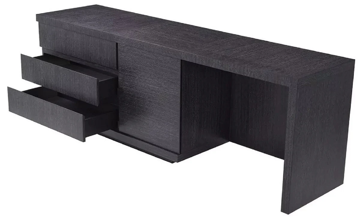 Casa Padrino escritorio de madera maciza de lujo negro gris 220 x 55 x A. 75,5 cm - Mesa de oficina - Muebles de oficina - Muebles de lujo - Instalaci¨®n de lujo - Calidad de lujo