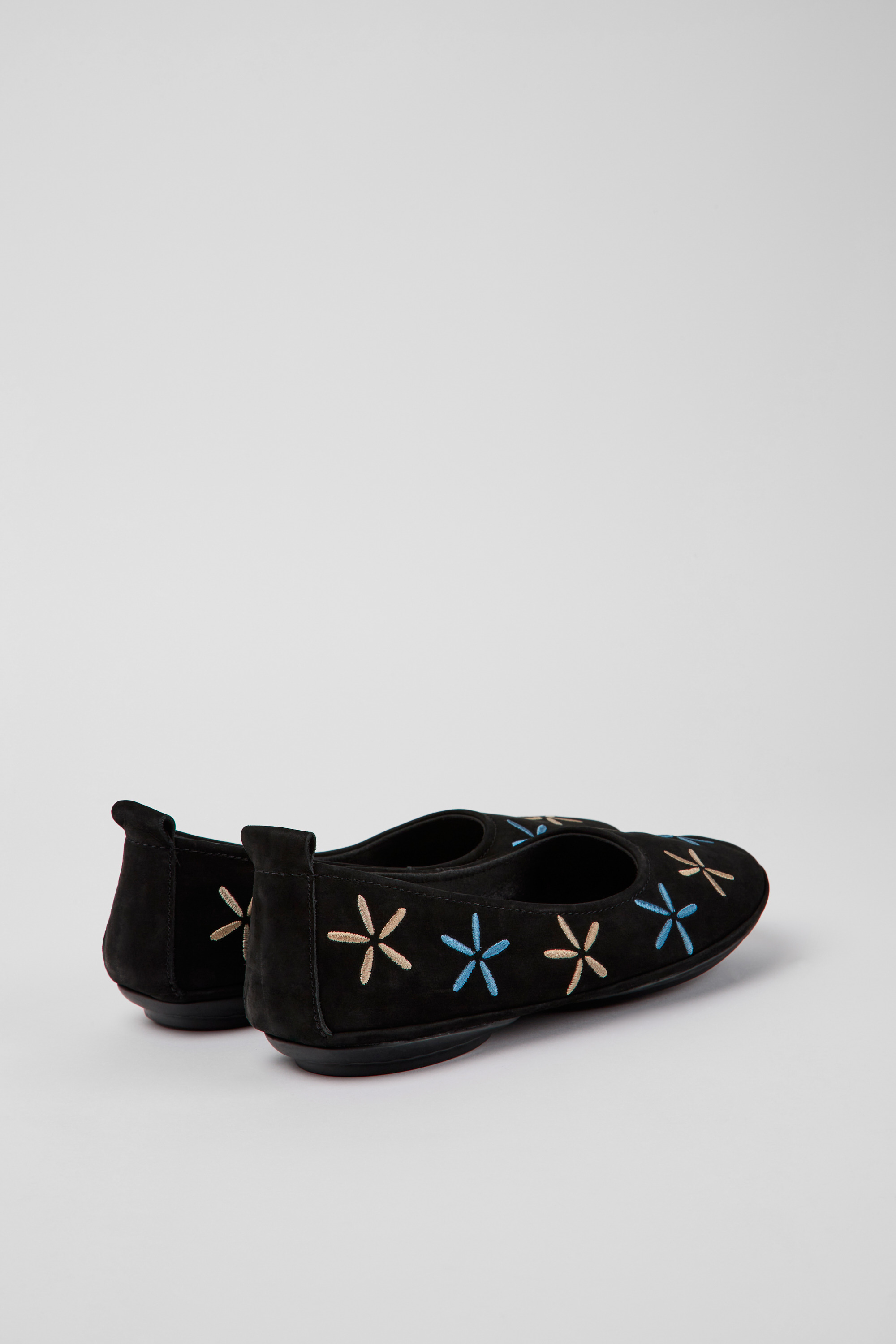 Twins - Black nubuck ballerinas for women