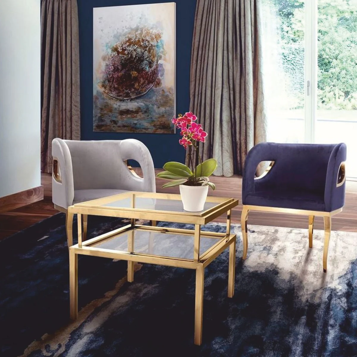 Casa Padrino Mesa Auxiliar de Lujo Oro A. 55 cm - Muebles de Sal¨®n