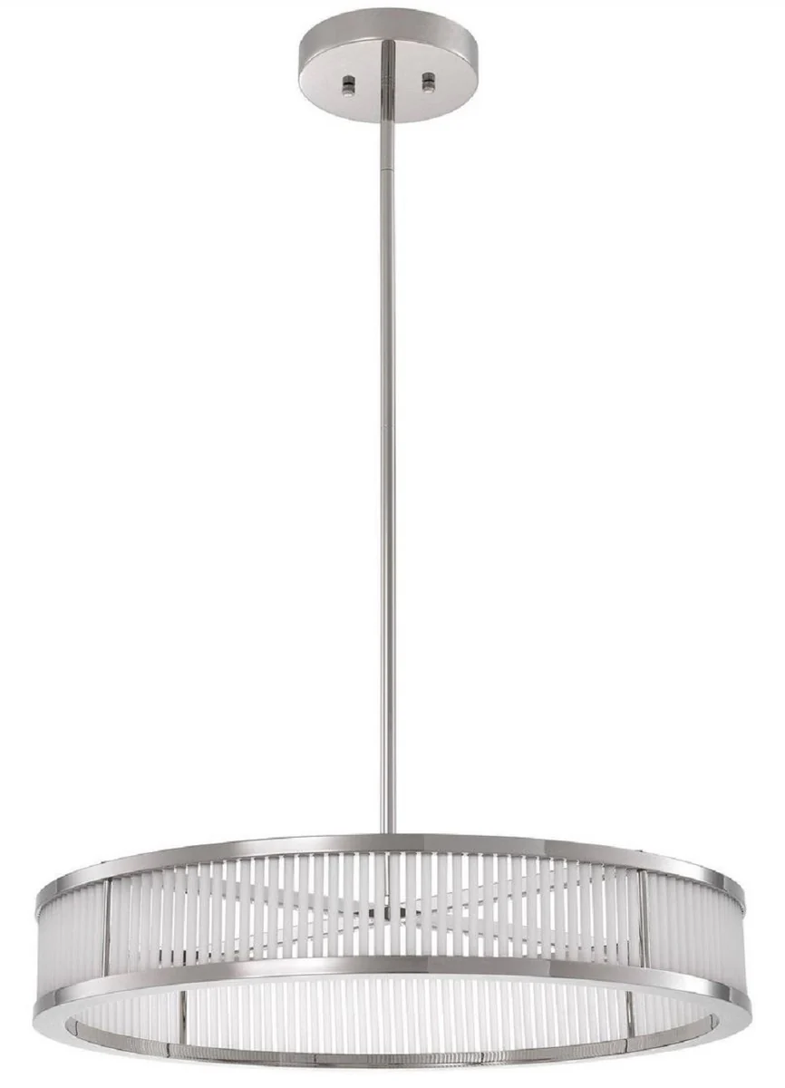 Casa Padrino lámpara de araña LED de lujo plata / blanco Ø 70 x A. 15 cm - Lámpara de araña redonda moderna regulable - Calidad de Lujo