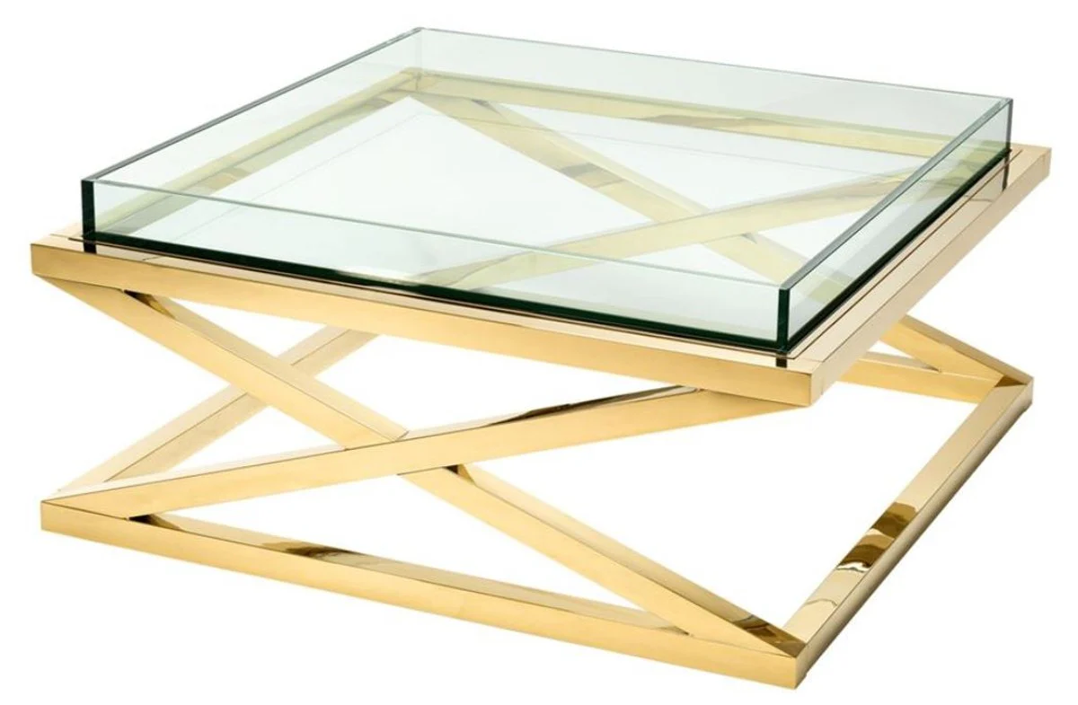 Casa Padrino mesa de centro / mesa de salón de lujo oro 100 x 100 x H. 46,5 cm - Muebles de Hotel