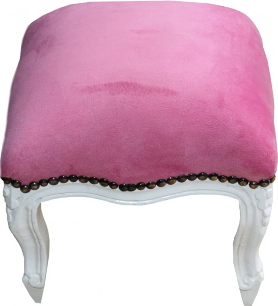 Casa Padrino barroco de color rosa otomana / blanco - muebles antiguos - Heces