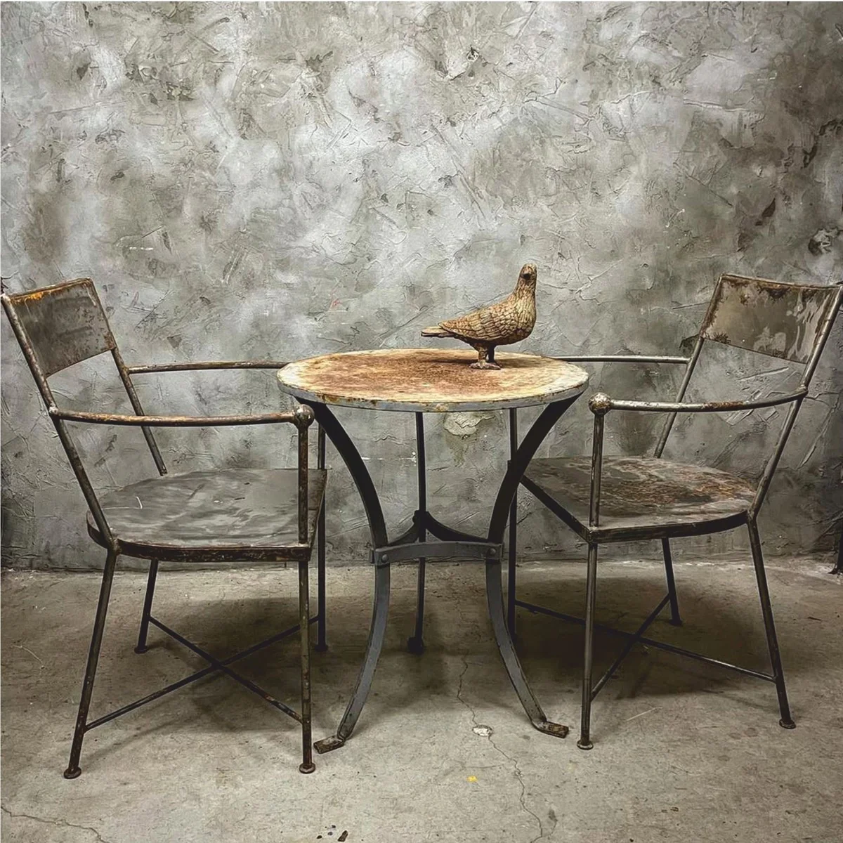 Casa Padrino mesa de jard¨ªn Art Nouveau gris antiguo / ¨®xido ? 60 x A. 76 cm - Muebles de jard¨ªn nost¨¢lgicos