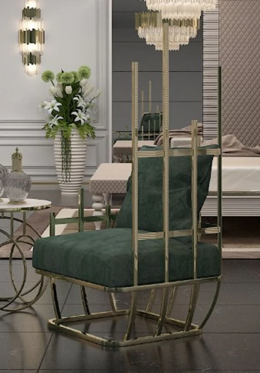 Casa Padrino sill¨®n de dise?o de lujo lado derecho con cojines verde / oro 68 x 68 x A. 153 cm - Muebles de sal¨®n - Muebles de hotel - Muebles de lujo