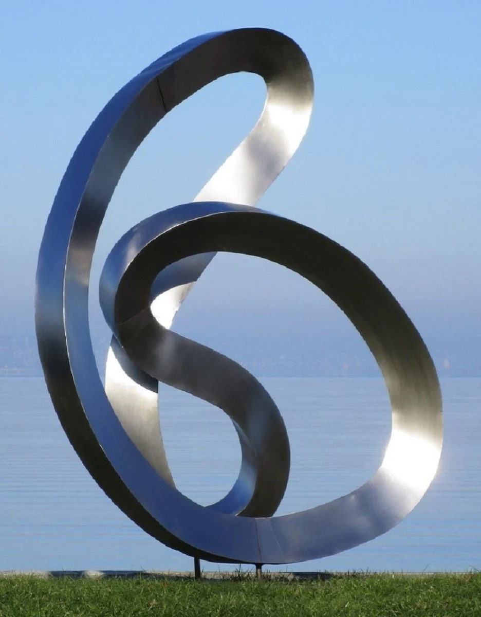 Casa Padrino escultura de jard¨ªn de acero inoxidable XXL de dise?o de lujo plata 165 x 80 x A. 215 cm - Enorme decoraci¨®n de jard¨ªn XXL - Decoraci¨®n de exterior de lujo - Accesorios de dise?o