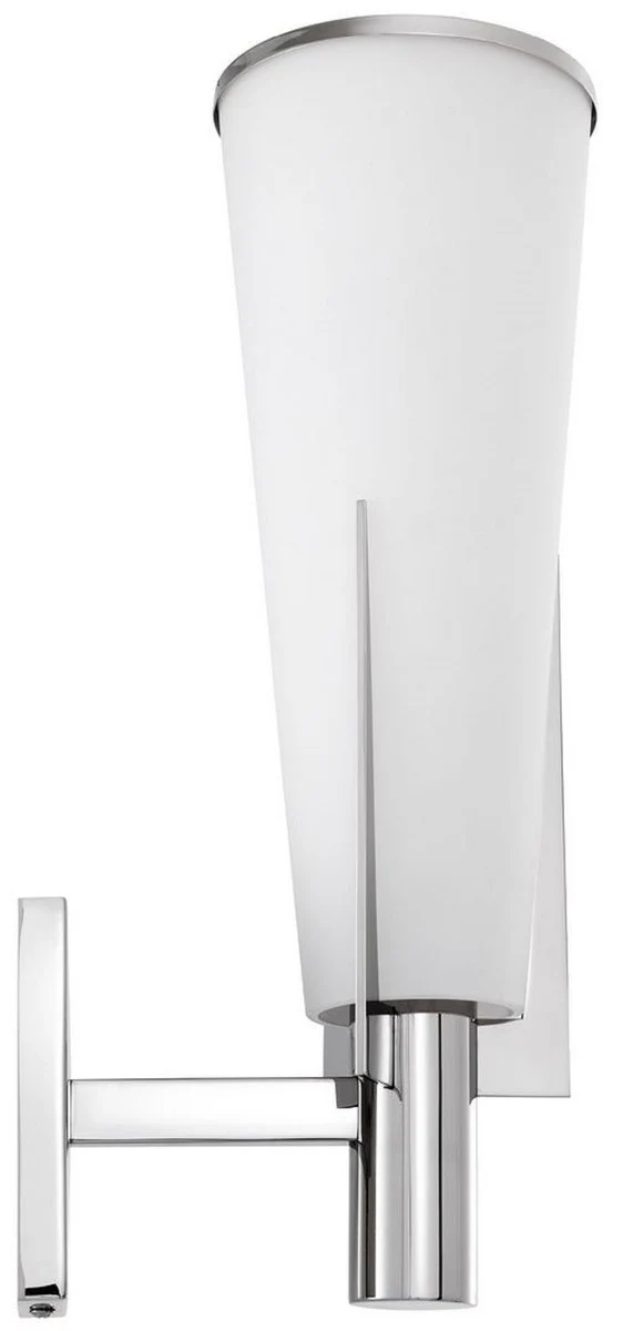 Casa Padrino lámpara de pared de lujo plata / blanco 13 x 19 x A. 40,5 cm - Elegante aplique de metal con pantalla de vidrio - Lámparas de Lujo