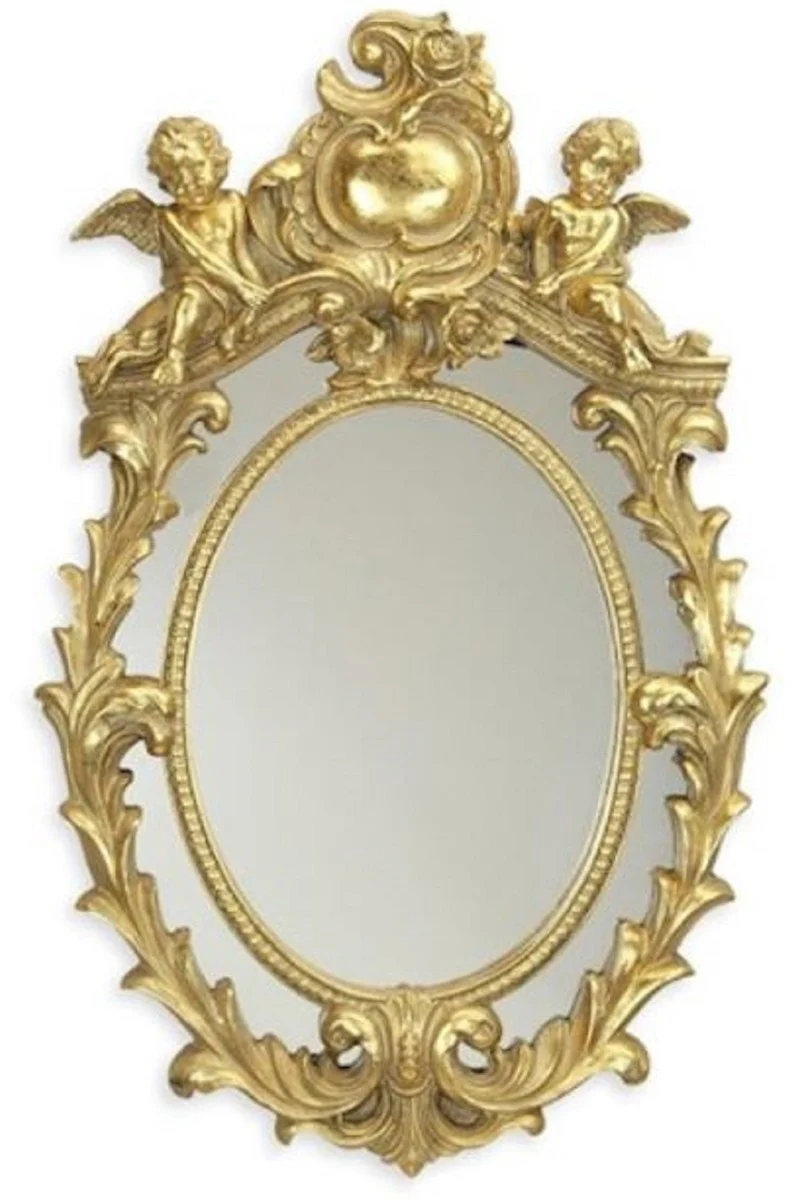 Casa Padrino espejo de pared barroco oro 34,8 x A. 55 cm - Elegante espejo barroco con hermosas decoraciones y figuras decorativas de ¨¢ngeles - Muebles Barrocos