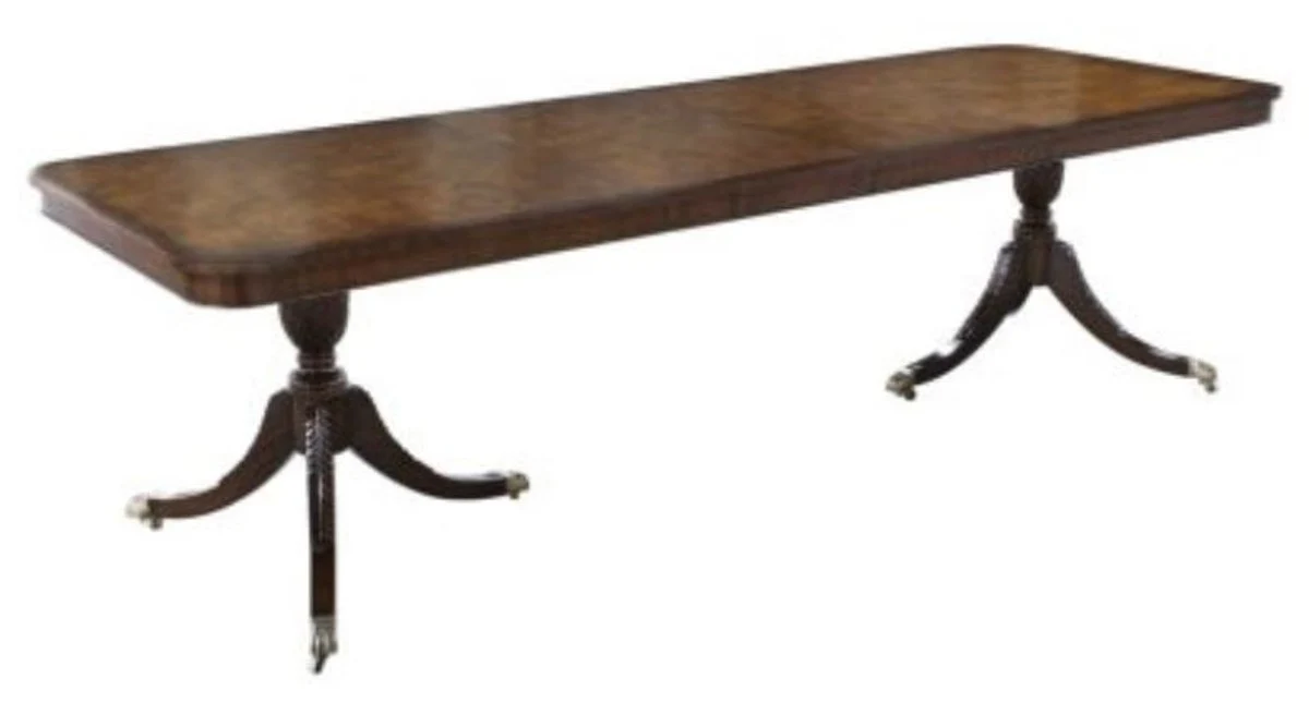 Casa Padrino mesa de comedor de caoba de lujo con ruedas marr¨®n claro / marr¨®n oscuro 180 x 95 x H. 89 cm - Muebles de Lujo Para el Comedor