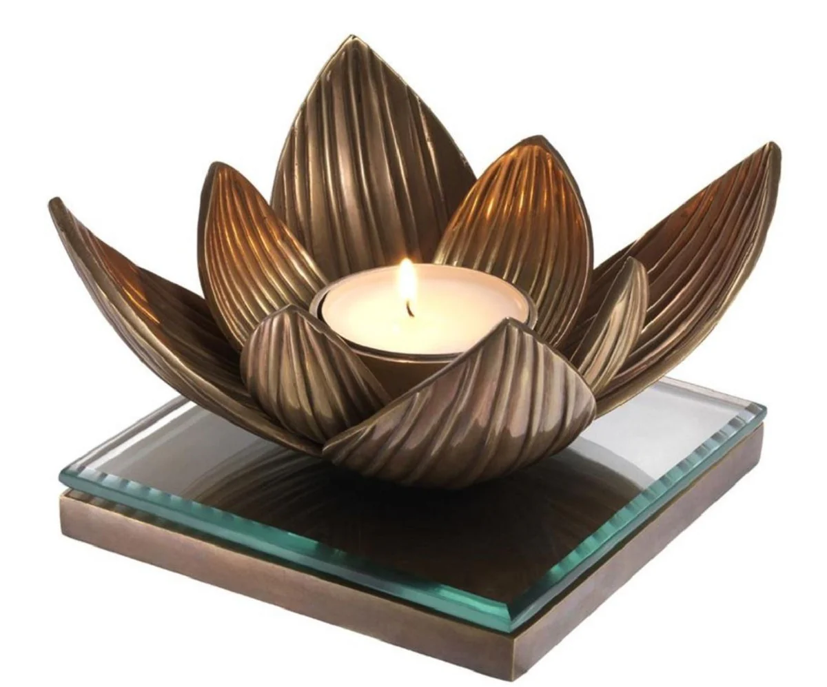 Casa Padrino titular de candelita de lujo latón vintage 16 x 16 x H. 10,5 cm - Accesorios Deco