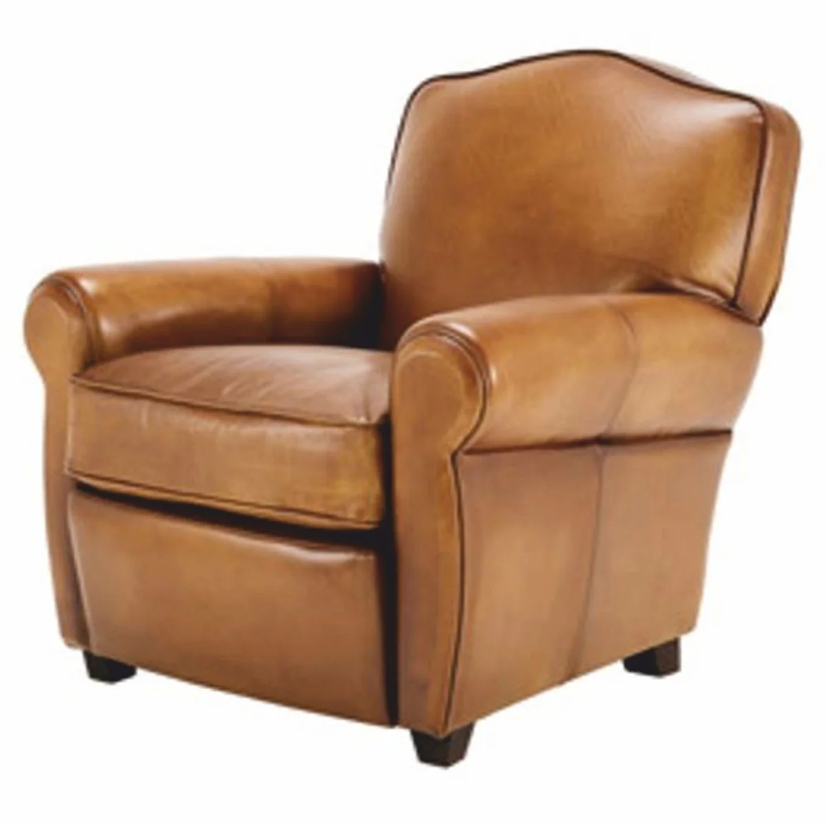 Casa Padrino sill¨®n de lujo de cuero marr¨®n / negro - Muebles de lujo en cuero genuino