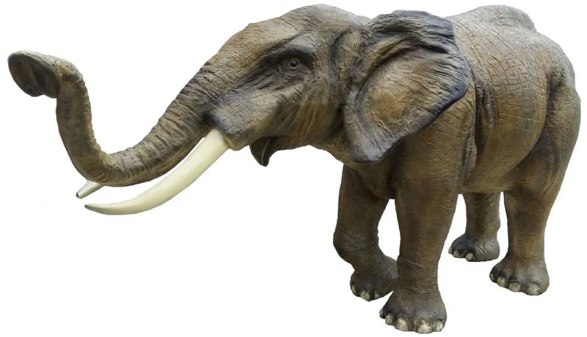 Casa Padrino escultura decorativa de lujo elefante gris / marr¨®n 410 x 155 x A. 223 cm - Escultura XXL para decoraci¨®n de jard¨ªn enorme - Figura XXL para decoraci¨®n de jard¨ªn de tama?o natural