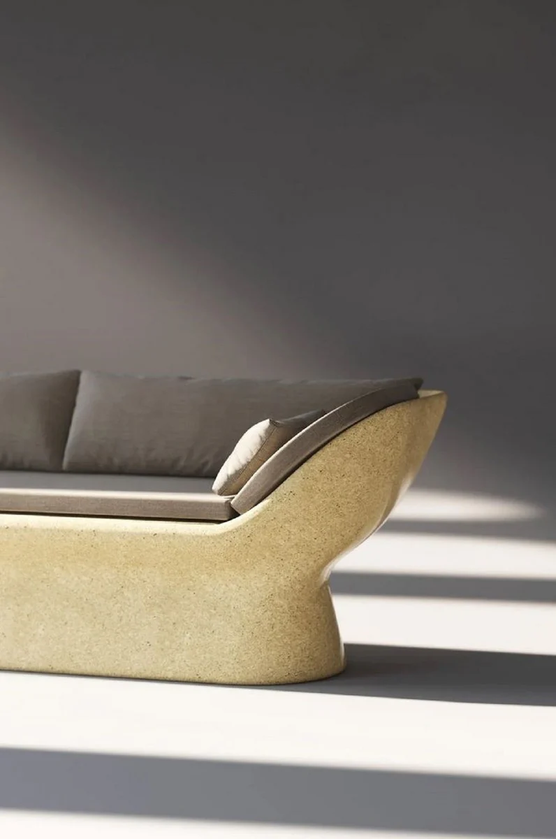 Casa Padrino sof¨¢ de lujo antracita / amarillo 200 cm - Sof¨¢ de hormig¨®n resistente a la intemperie