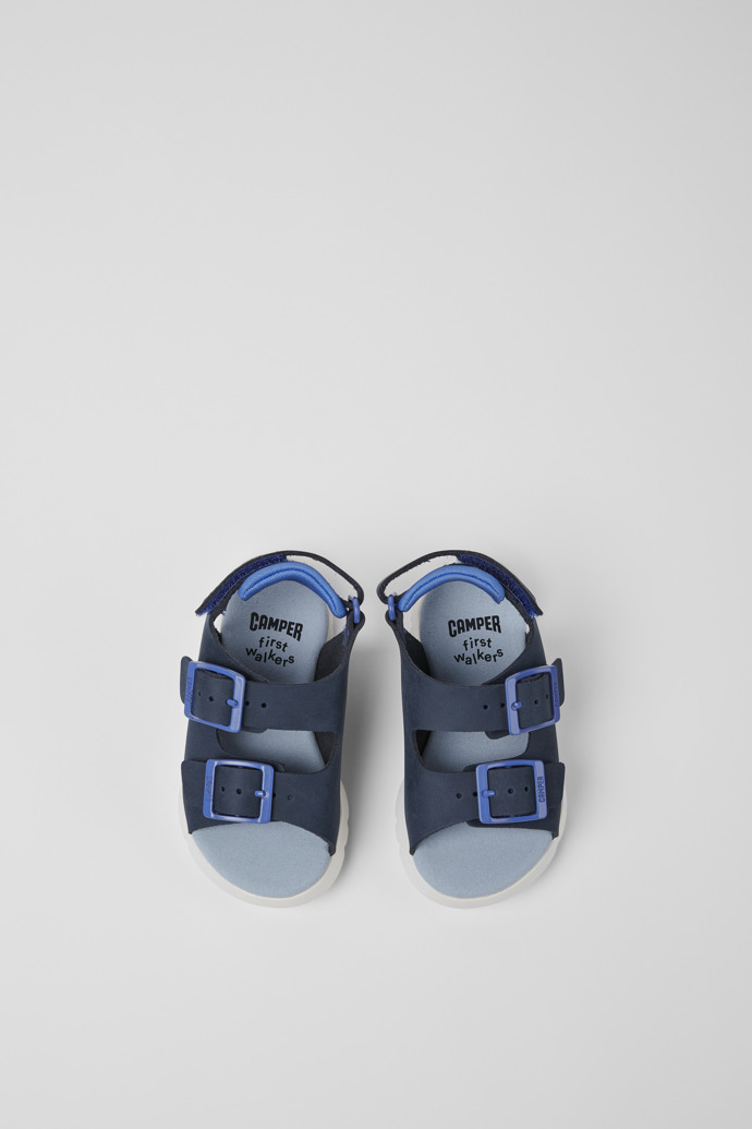 Oruga Blue leather sandals for kids