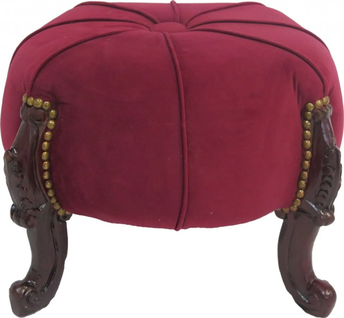 Casa Padrino barroco de heces - taburete redondo - Burdeos Rojo / Azul - muebles barrocos