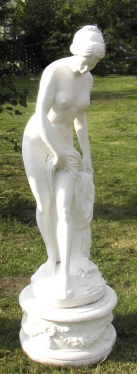 Casa Padrino escultura de decoración de jardín Art Nouveau con pedestal blanco A. 150 cm - Figura de decoración de jardín - Accesorios de Decoración Jardín y Terraza