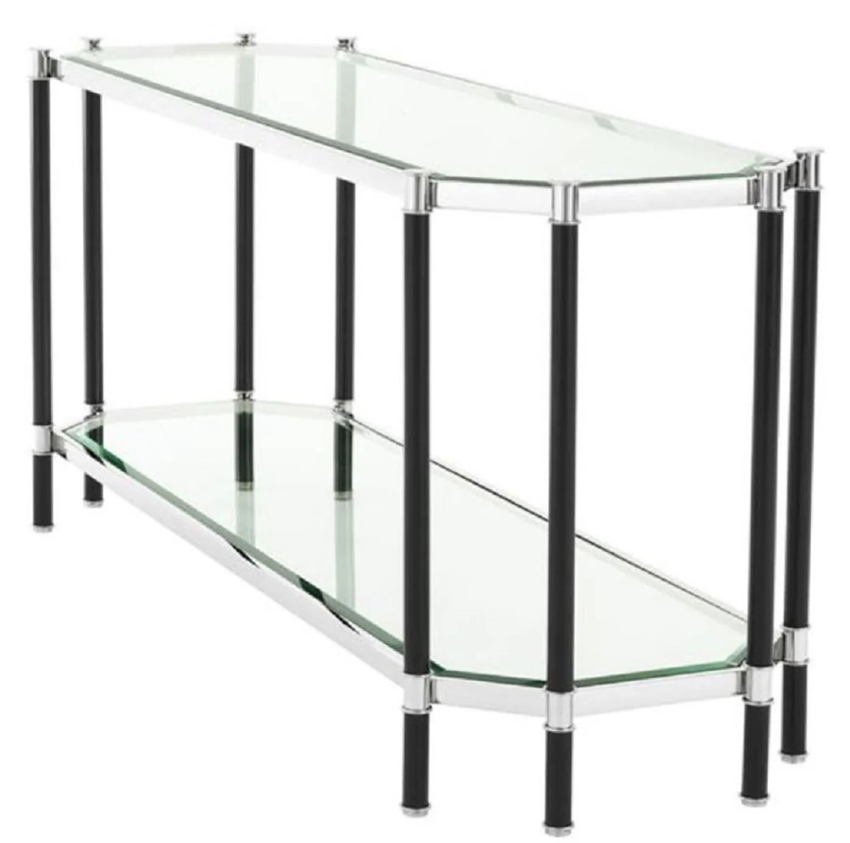 Casa Padrino mesa consola de la sala de estar plata / negro 169 x 53,5 x H. 75,5 cm - Consola de Lujo