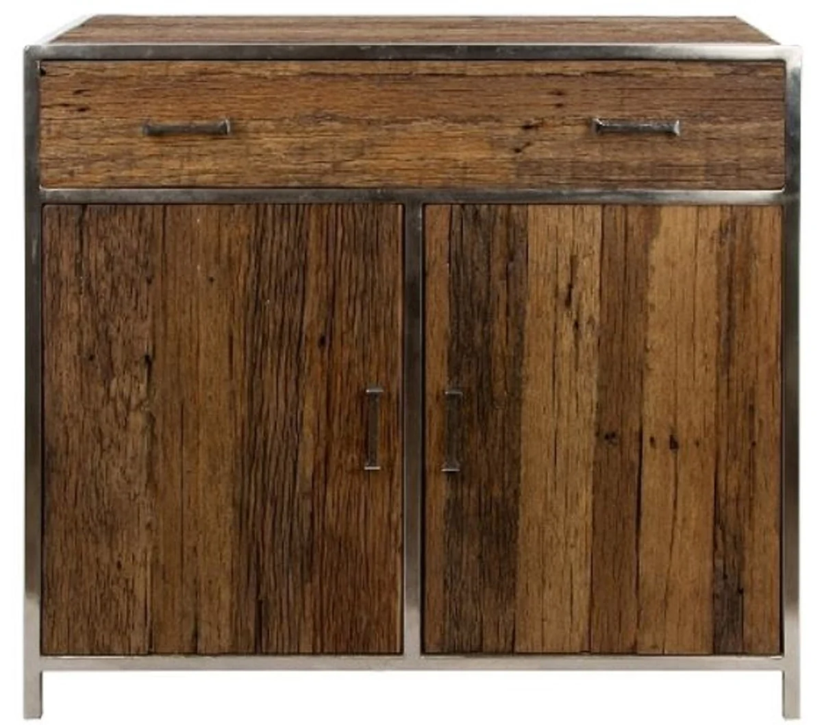 Casa Padrino aparador de lujo con 2 puertas y 1 cajón marrón / plata 90 x 40 x H. 86 cm - Muebles de Lujo