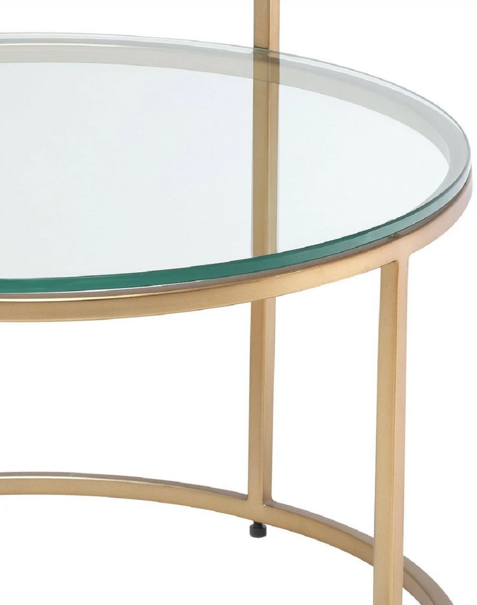 Casa Padrino mesa auxiliar de lujo lat¨®n ? 50 x A. 57 cm - Mesa redonda de acero inoxidable con tapas de vidrio templado - Calidad de Lujo