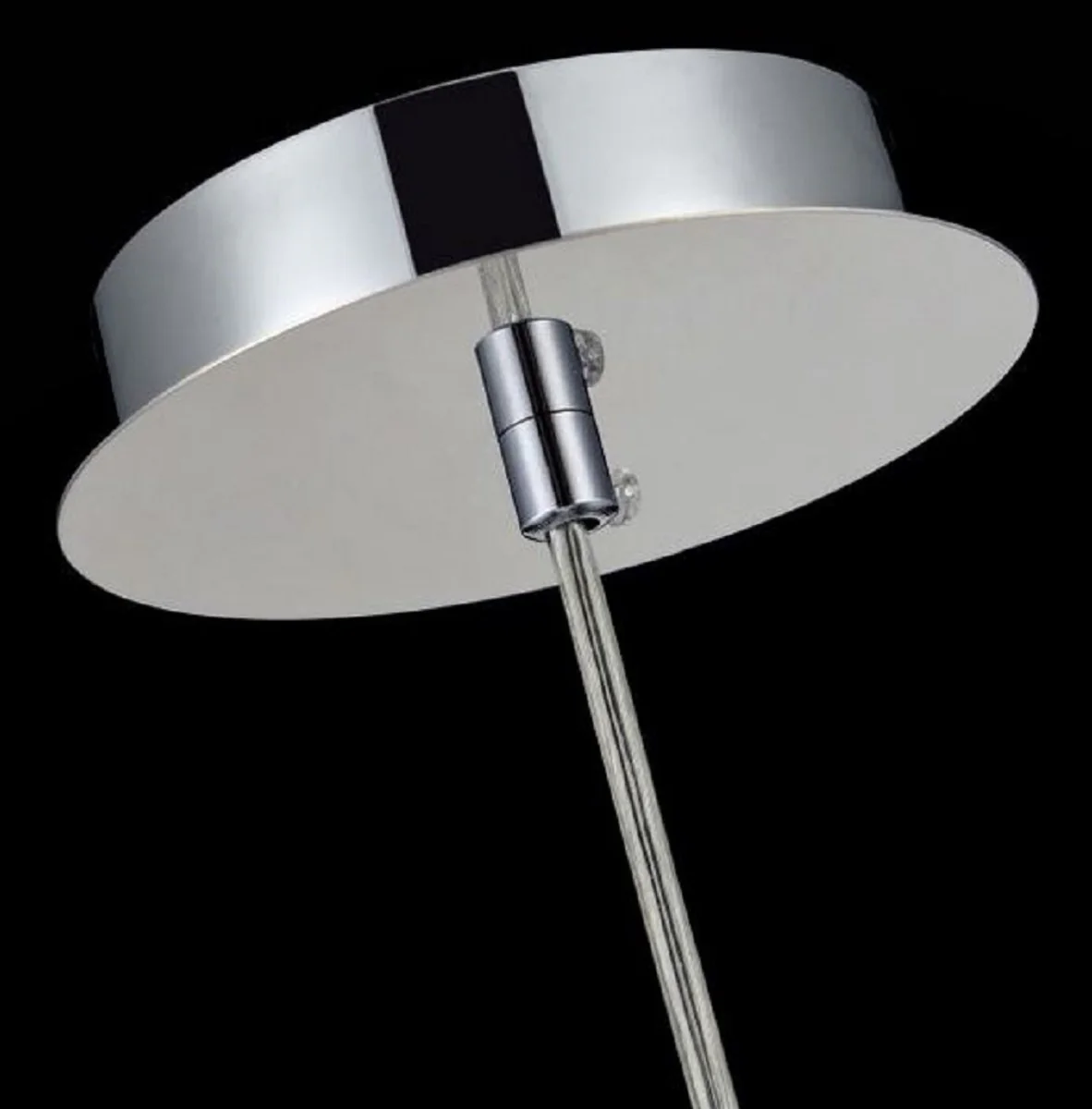 Casa Padrino lámpara colgante plata Ø 20 x H. 17,5 cm - Lámpara Colgante con Pantalla Redonda y Colgantes de Cristal de Primera Calidad