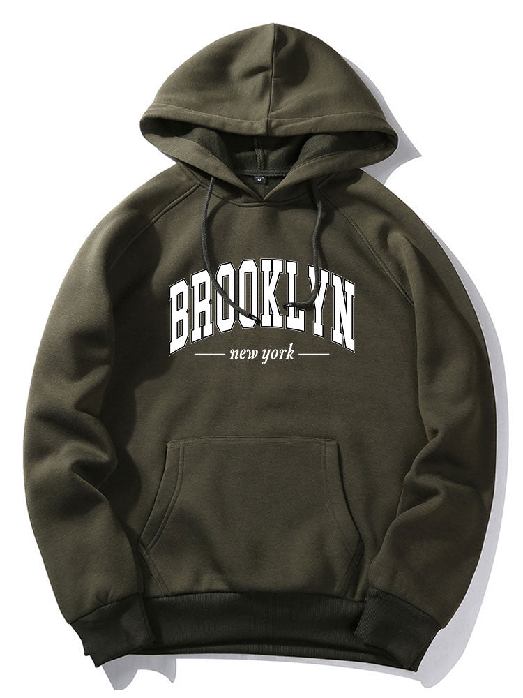 Brooklyn Letter Print Hoodie & Jogger Pants