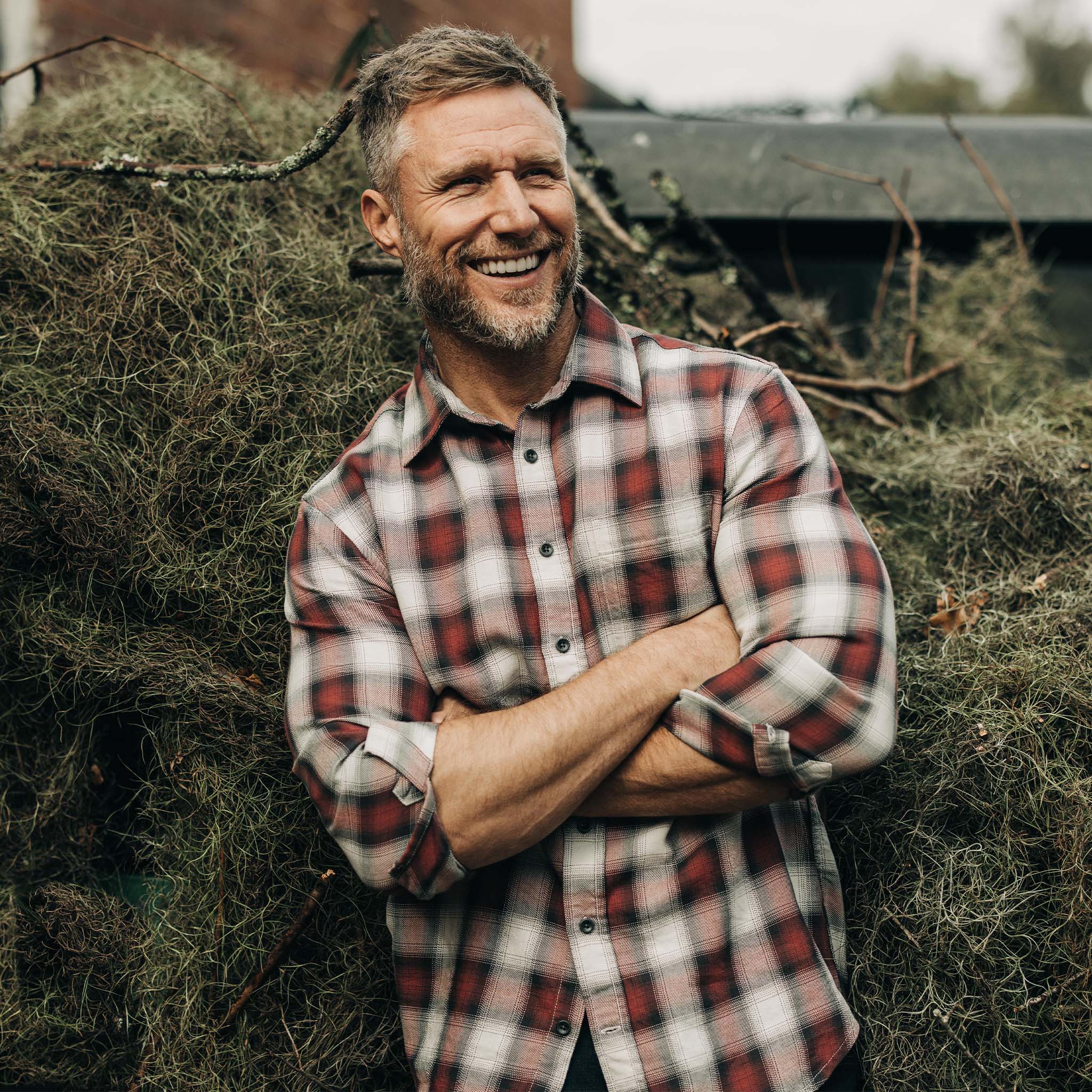 The California in Brick Plaid Ombre Twill