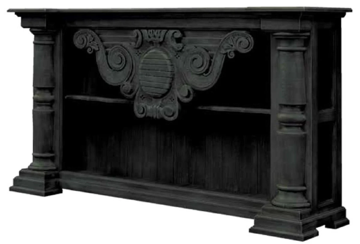 Casa Padrino consola de estilo campestre de lujo negro 170 x 40 x A. 100 cm - Consola de madera maciza hecha a mano - Muebles de madera maciza de estilo campestre noble