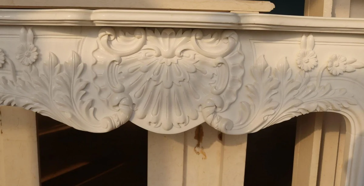 Casa Padrino marco de chimenea de m¨¢rmol barroco de lujo blanco 168 x A. 122 cm