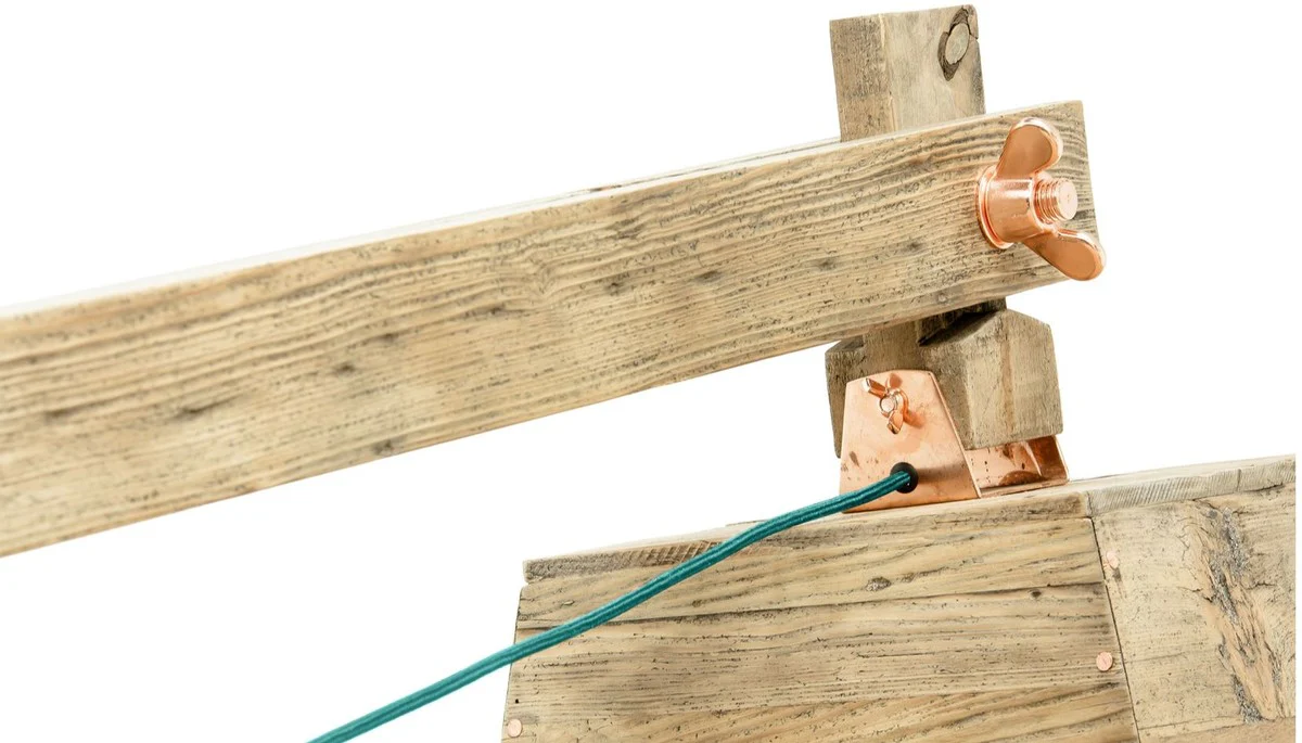 Casa Padrino lámpara de pie de madera de pino colores naturales 190 x 52 x H. 220 cm - Lámpara de Pie de Lujo con Cable Aqua Azul