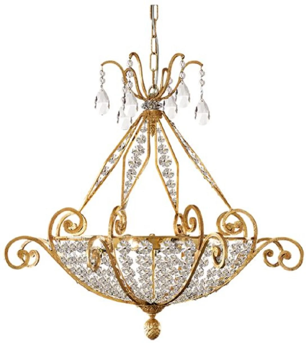 Casa Padrino araña de luces de cristal barroco de lujo oro Ø 75 x A. 67 cm - Magnífica araña con cristal de Bohemia - Calidad de Lujo