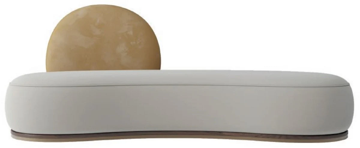 Casa Padrino sof¨¢ de terciopelo de lujo gris / beige / marr¨®n / lat¨®n 230 x 100 x A. 86 cm - Sof¨¢ de sal¨®n curvo - Sof¨¢ de hotel - Muebles de sal¨®n - Muebles de hotel - Muebles de lujo