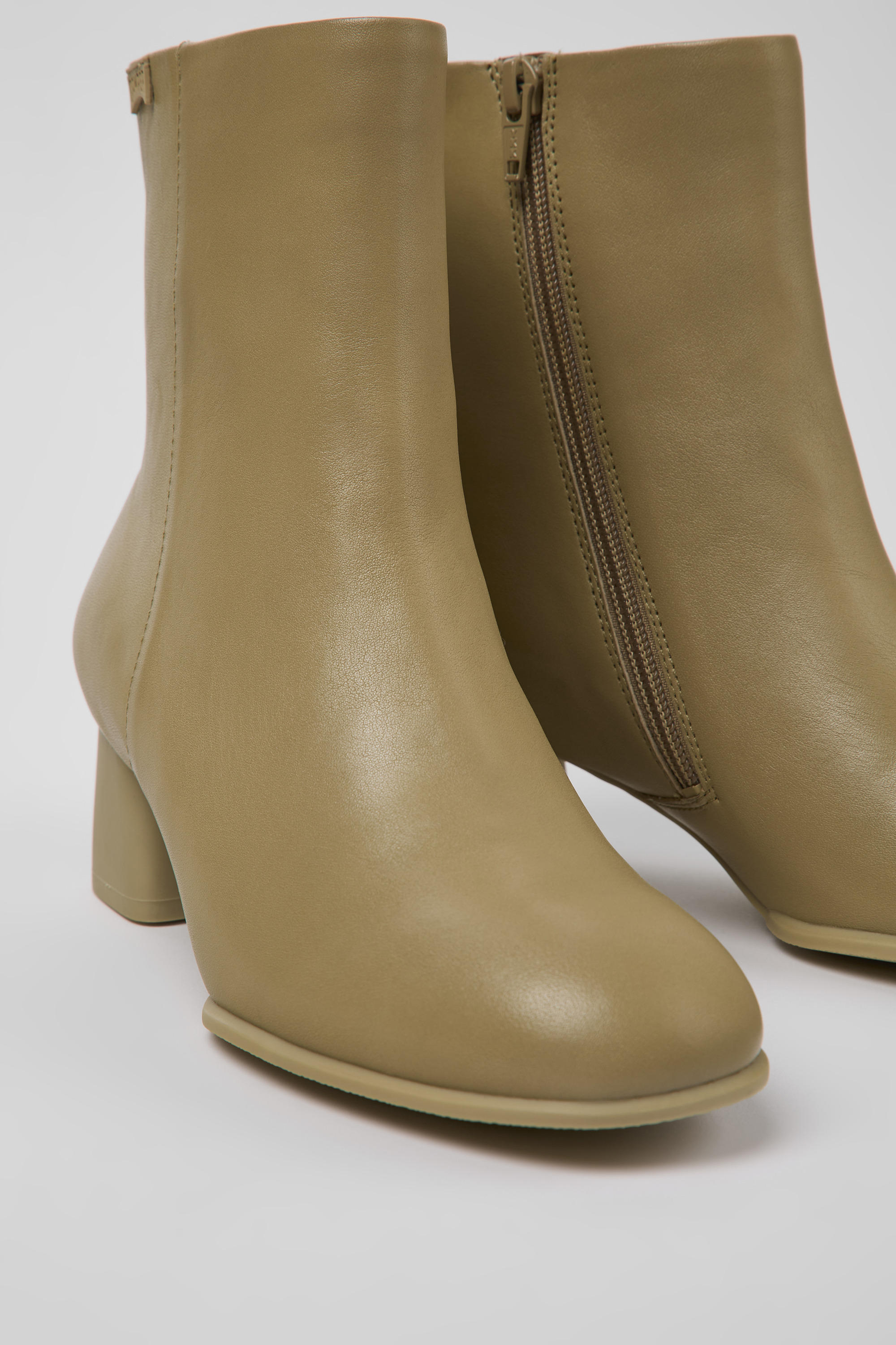 Katie - Beige leather ankle boots for women