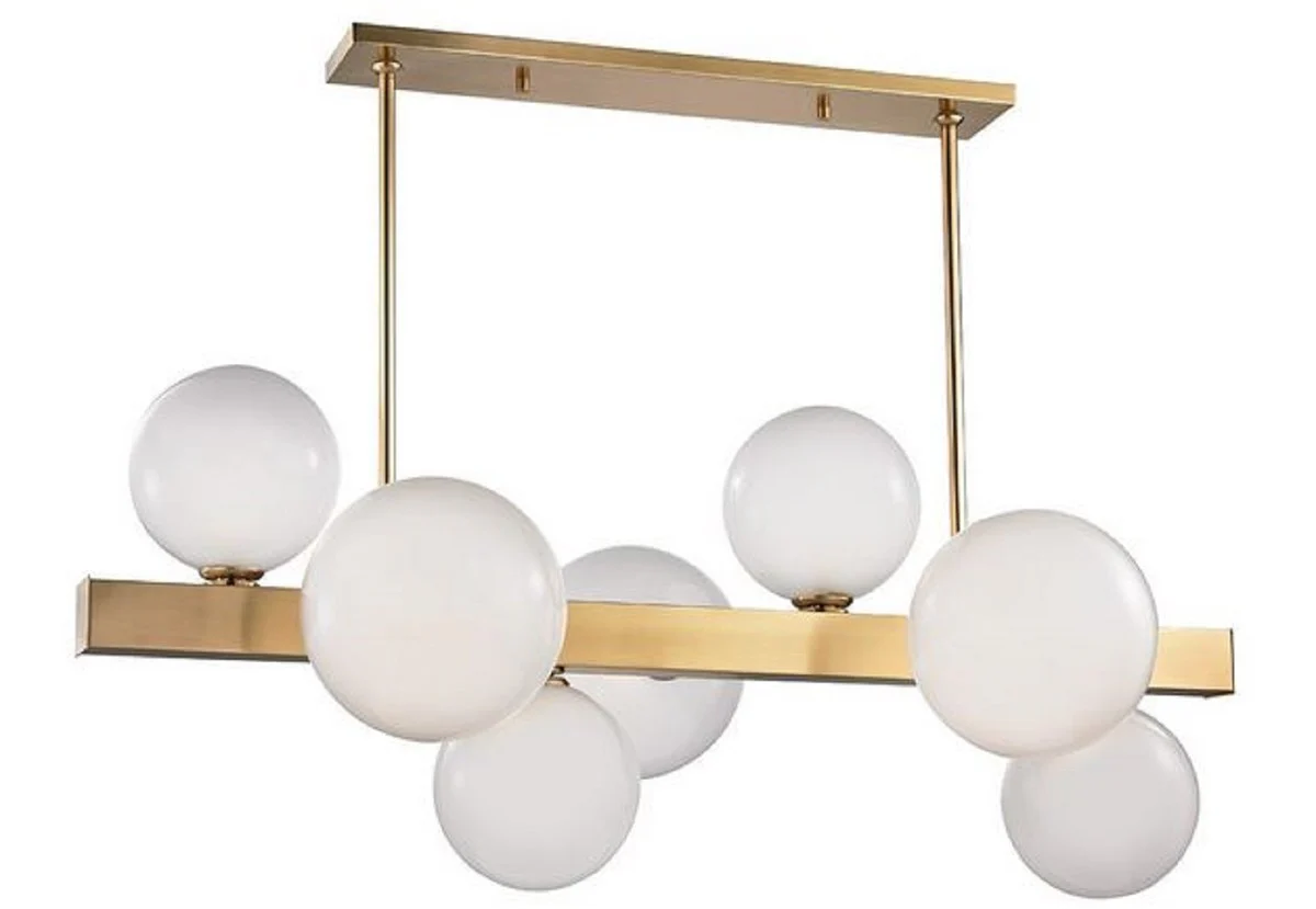 Casa Padrino lámpara colgante LED de lujo latón antiguo / blanco 110,5 x 54 x H. 47 cm - Colección de Lujo