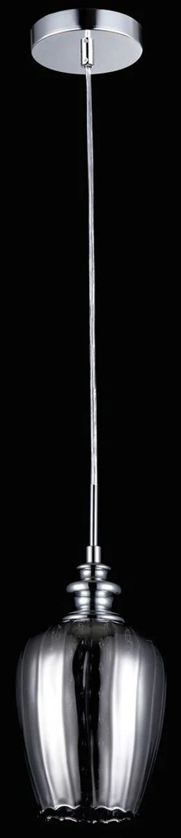 Casa Padrino Hanging Lamp Silver / Gray Ø 14 - Pendant Lamp with Crystal Hangings